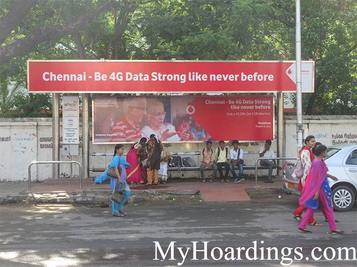 Best OOH Ad Agency in Chennai, Bus Shelter Advertising Company at Kandaswamy College Bus Stop in Chennai